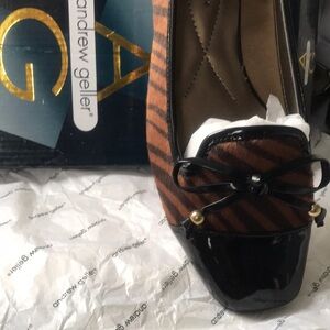 Andrew Geller Women's Black and Brown Flats Ballerina Shoes Style “Inman” 8.5 M